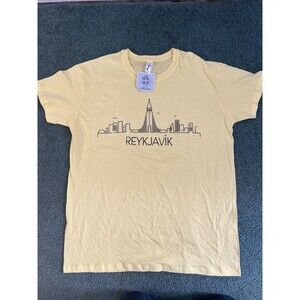Reykjavik Souvenir TShirt Size Large Yellow Short Sleeve Graphic Tee